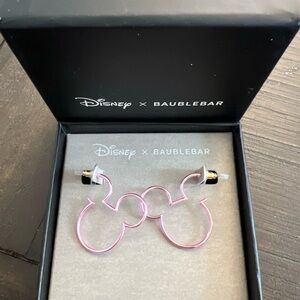 Disney x Baublebar Mickey Mouse Ears Pink Hoop Earrings New